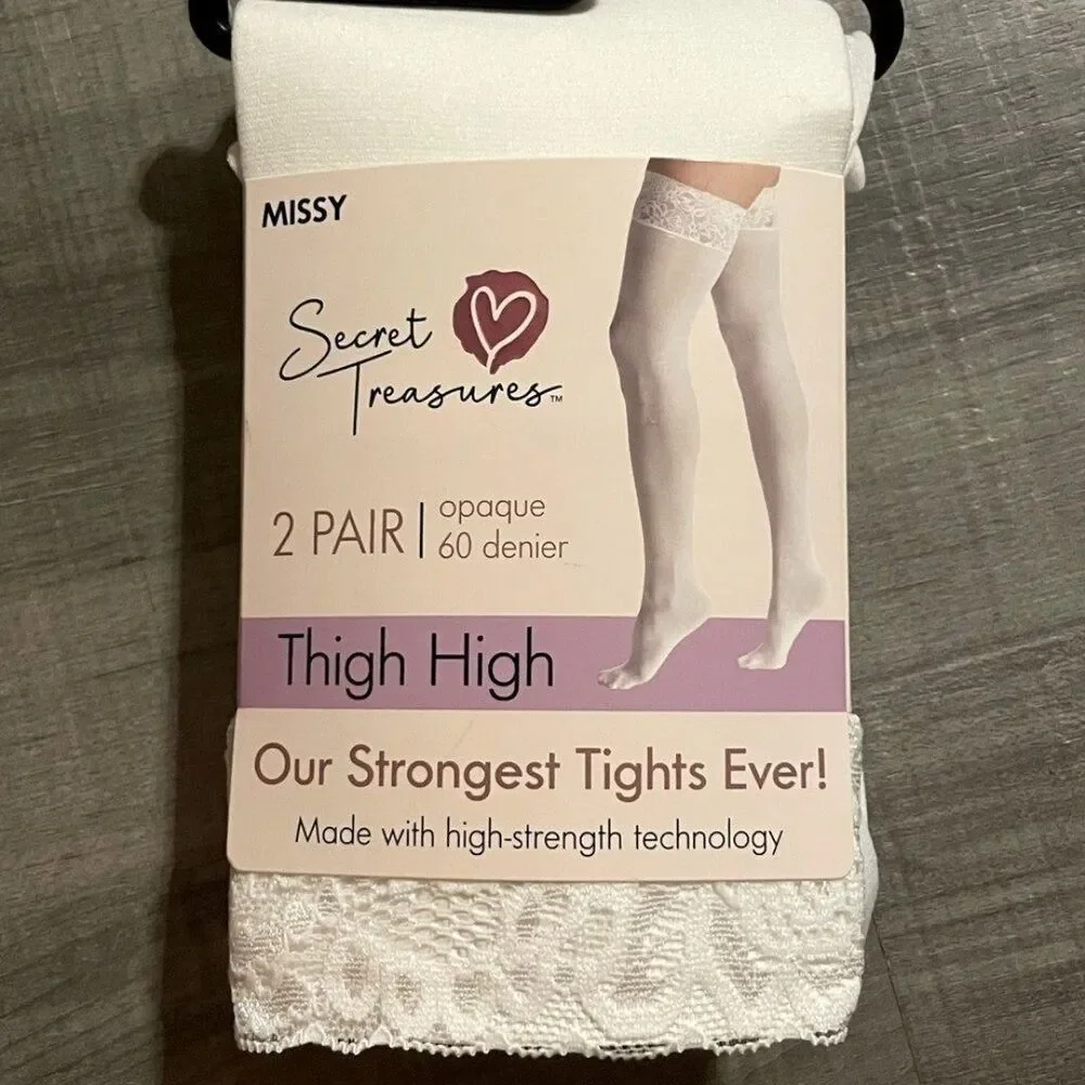 2 pairs women’s white thigh highs
